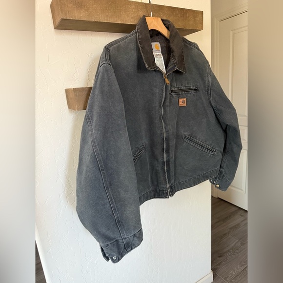 Carhartt|Men's Vintage Dark Gray/Charcoal Detroit  Jacket,blanket lined•••2XL - Picture 2 of 16